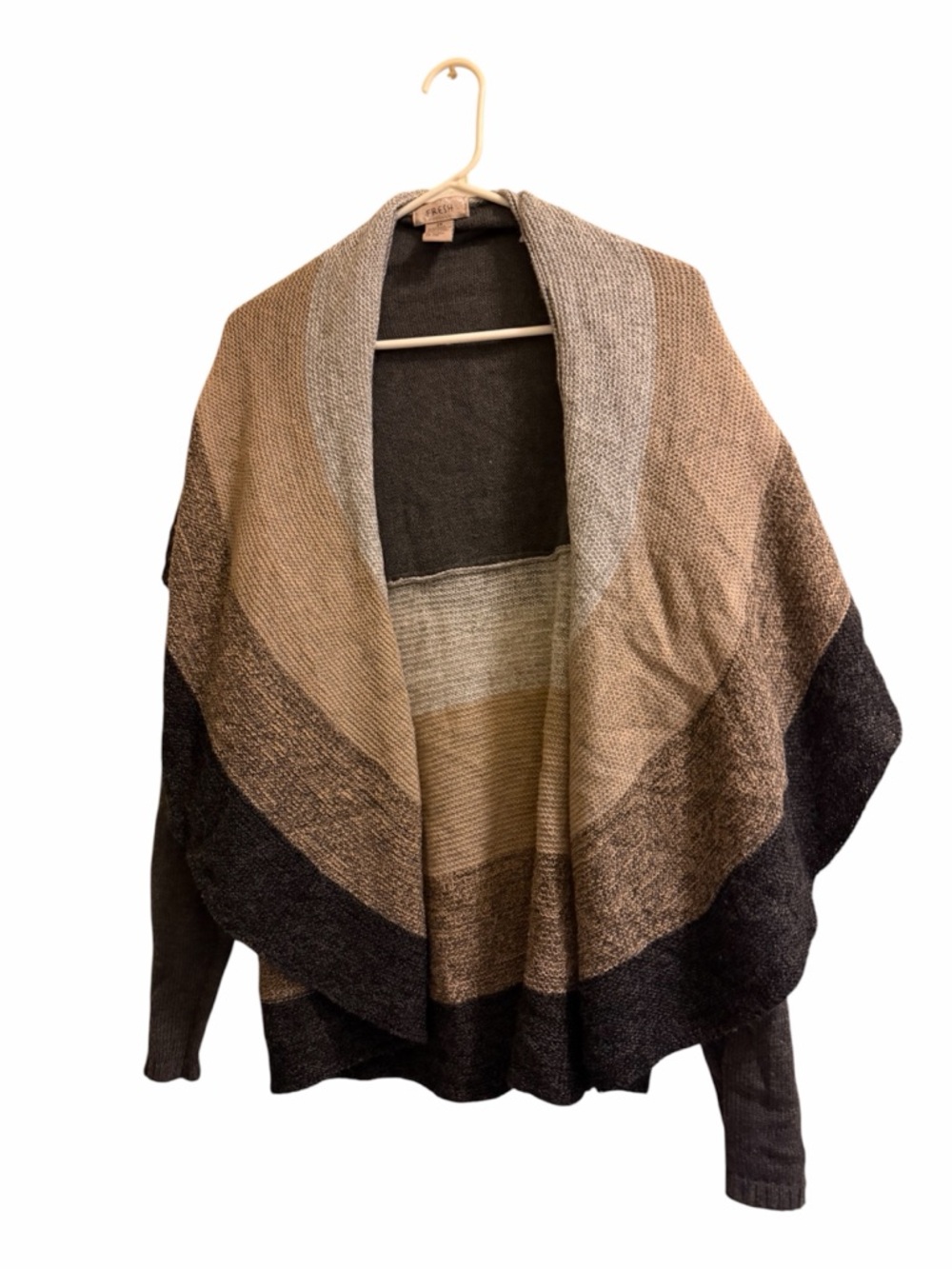 fresh Open-Front Striped Shawl Cardigan